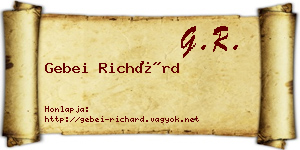 Gebei Richárd névjegykártya